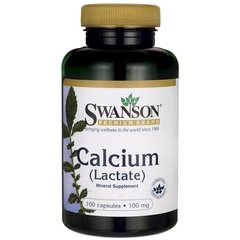 Лактат кальцію, Calcium Lactate, Swanson, 100 мг, 100 капсул