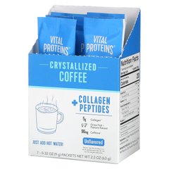 Кристалізована кава з пептидами колагену без добавок Vital Proteins (Crystallized Coffee + Collagen Peptides Unflavored) 7 пакетиків по 9 г
