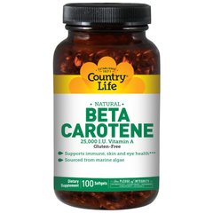 Бета-каротин (Beta Carotene), Country Life, 100 мягких таблеток купить в Киеве и Украине