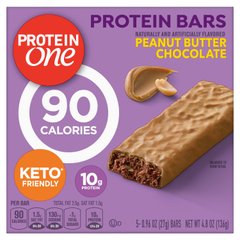 Protein One, Протеїнові батончики, шоколад з арахісовим маслом, 5 батончиків по 0,96 унції (27 г) кожен