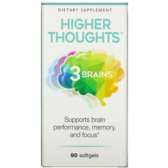 Вітаміни для мозку, 3 Brains, Higher Thoughts, Natural Factors, 90 м'яких капсул