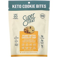 Кето-печиво, шоколадна крихта з арахісовим маслом, Keto Cookie Bites, Peanut Butter Chocolate Chip, SuperFat, 3 упаковки по 2,25 унції (64 г) кожна