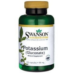 Глюконат Калію, Potassium (Gluconate), Swanson, 99 мг, 100 капсул