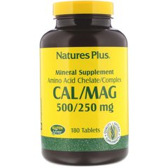 Мінеральна добавка, кальцій і магній, Nature's Plus, 500/250 мг, 180 таблеток