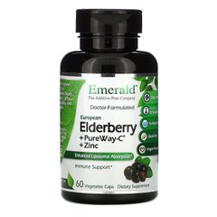 Бузина + вітамін C + цинк, Elderberry + PureWay C + Zinc, Emerald Laboratories, 60 овочевих капсул