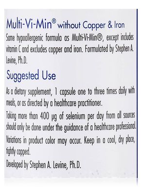 Мульти-Ві-Мін без міді і заліза, Multi-Vi-Min without Copper,Iron, Allergy Research Group, 150 вегетаріанських капсул