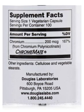 Хром Douglas Laboratories (Chromium GTF) 100 вегетаріанських капсул