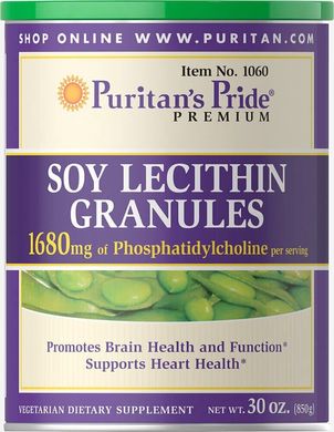 Соевый лецитин гранулы, Soy Lecithin Granules, Puritan's Pride, 1680 мг, 30 гранул купить в Киеве и Украине