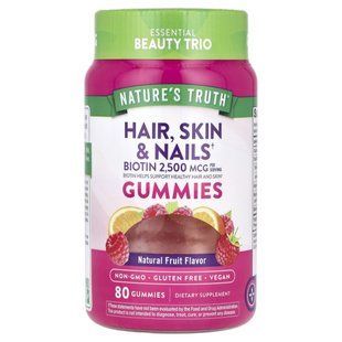 Nature's Truth, Gummies для великолепных волос, кожи, ногтей, натуральные фрукты, 80 веганских жевательных таблеток купить в Киеве и Украине