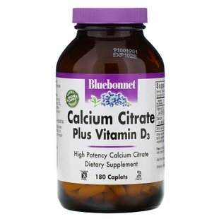 Цитрат кальция с витамином D3 Bluebonnet Nutrition (Calcium Citrate Plus Vitamin D3) 1000 мг/800 МЕ 180 капсул купить в Киеве и Украине