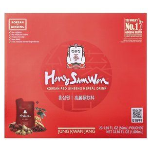 JungKwanJang, Korean Red Ginseng Herbal Drink, 20 Pouches, 1.69 fl oz (50 ml) Each купить в Киеве и Украине