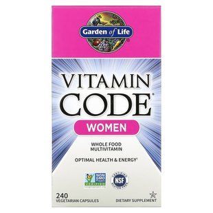 Garden of Life, Vitamin Code, женский, комплекс мультивитаминов из необработанных цельных продуктов, 240 вегетарианских капсул купить в Киеве и Украине
