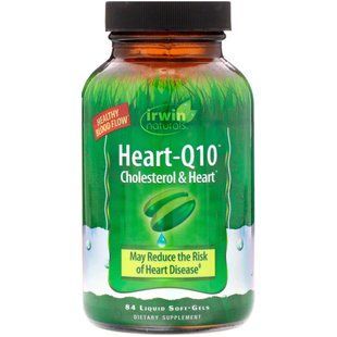 Heart-Q10, Холестерин и сердце, Irwin Naturals, 84 мягкие капсулы с жидким наполнителем купить в Киеве и Украине