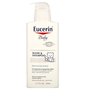 Детское моющее средство для волос и тела без запаха, Baby Wash & Shampoo, Eucerin, 400 мл купить в Киеве и Украине