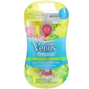 Тропические одноразовые бритвы, Venus, Tropical Disposable Razors, Gillette, 3 бритвы купить в Киеве и Украине