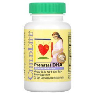 Пренатальная добавка с ДГК ChildLife (Prenatal-DHA) 500 мг 30 капсул с лимонным вкусом купить в Киеве и Украине