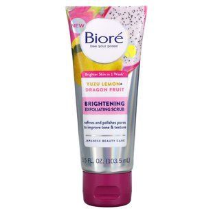 Biore, Осветляющий отшелушивающий скраб, лимон юдзу + драконий фрукт, 3,5 жидких унции (103,5 мл) купить в Киеве и Украине
