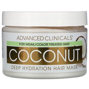 Маска для волос глубокого увлажнения, кокос, Coconut, Deep Hydration Hair Mask, Advanced Clinicals, 340 г купить в Киеве и Украине