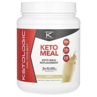 KetoLogic, KetoMeal, замінник їжі, ваніль, 816 г (1,8 фунта)