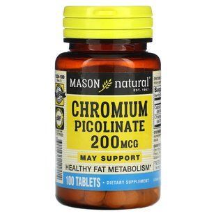 Хром Пиколинат Mason Natural (Chromium Picolinate) 200 мкг 100 таблеток купить в Киеве и Украине