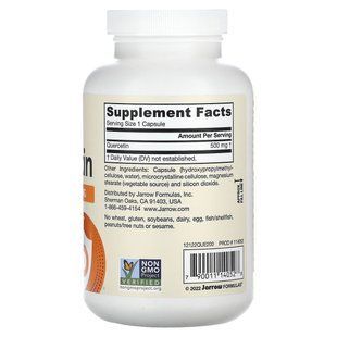 Кверцетин, Quercetin, For Cardiovascular Support, Jarrow Formulas, 500 мг, 200 овощных капсул купить в Киеве и Украине