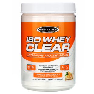 Ультрачистый изолят белка, апельсиновая мечта, ISO Whey Clear, Muscletech, 1,10 фунта (505 г) купить в Киеве и Украине