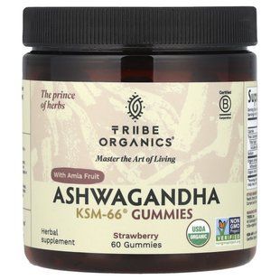 Tribe Organics, Ashwagandha KSM-66&reg; with Amla Fruit, Strawberry, 60 Gummies