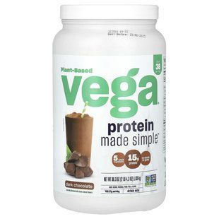 Vega, Plant-Based Protein Made Simple, Dark Chocolate, 2 lb 4.3 oz (1.03 kg)