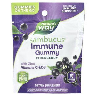 Nature's Way, Sambucus&reg; Immune Gummy with Zinc, Vitamins C & D3, Elderberry, 10 Gummies