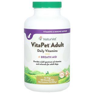 NaturVet, VitaPet Adult, Daily Vitamins + Breath Aid, For Dogs, 180 Chewable Tabs, 1 lb (468 g)