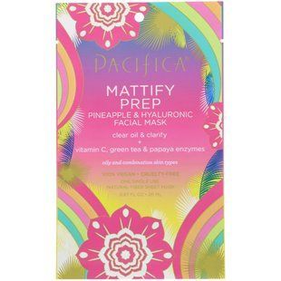 Mattifying preparatory product, face mask with pineapple and hyaluronic acid, Pacifica, 1 mask, 0.67 fl oz (20 ml).