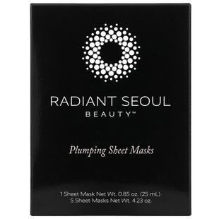 Plumping Sheet Mask, 5 Sheet Masks, Radiant Seoul, 0.85 oz (25 ml) Each.