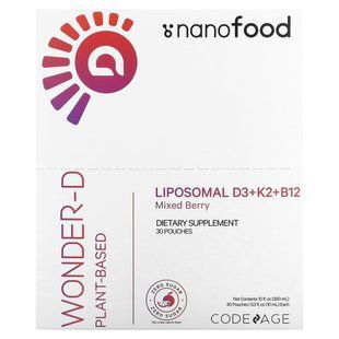 Codeage, Nanofood, Liposomal D3+K2+B12, Mixed Berry, 30 Pouches, 0.3 fl oz (10 ml) Each купить в Киеве и Украине