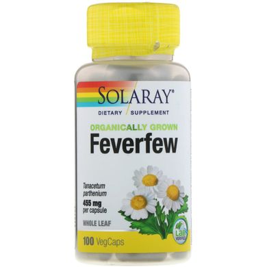Піретрум дівочий, Feverfew, Solaray, 445 мг, 100 вегетаріанських капсул