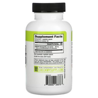Ашваганда KSM-66 NutraBio Labs (KSM-66 Ashwagandha) 600 мг 90 вегетаріанських капсул