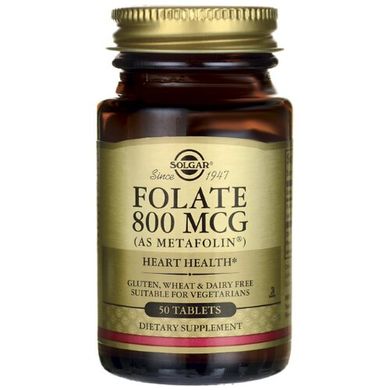 Фолієва кислота Solgar (Folate As Metafolin) 800 мкг 50 таблеток
