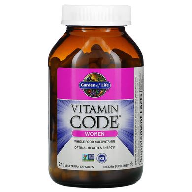 Vitamin Code, жіночий, комплекс мультивітамінів з необроблених цільних продуктів, Garden of Life, 240 вегетаріанських капсул