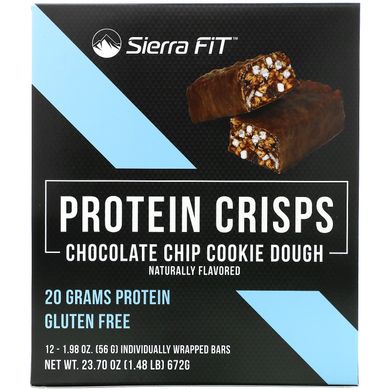 Sierra Fit, протеиновые чипсы, батончики с шоколадной крошкой, 12 батончиков, 56 г (1,98 унции) каждый купить в Киеве и Украине