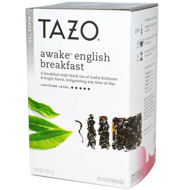 Чорний чай англійський сніданок, Tazo Teas, 20 фільтр-пакетиків, 18 унцій (51 г)
