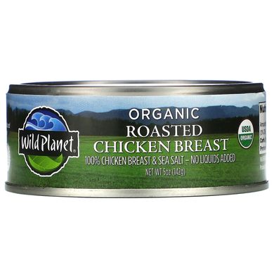 Органічна смажена куряча грудка, Organic Roasted Chicken Breast, Wild Planet, 142 г