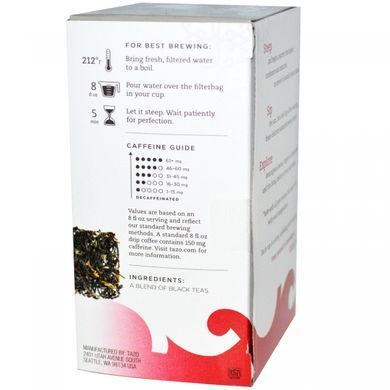 Чорний чай англійський сніданок, Tazo Teas, 20 фільтр-пакетиків, 18 унцій (51 г)