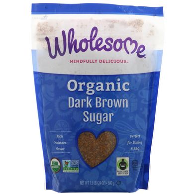 Органічний темно-коричневий цукор Wholesome Sweeteners Inc. (Fair Trade Organic Dark Brown Sugar) 681 г