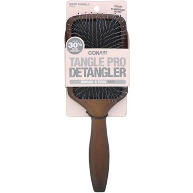 Дерев'яна плоска гребінець, для нормальних і густого волосся, Tangle Pro Detangler, Conair, 1 шт.