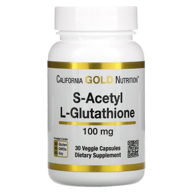 Ацетил-Л-глутатіон California Gold Nutrition (S-Acetyl L-Glutathione) 100 мг 30 рослинних капсул