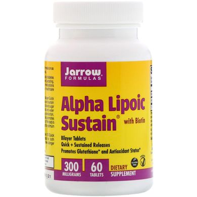 Витримка альфа-ліпоєвої кислоти з біотином Jarrow Formulas (Alpha Lipoic Sustain with Biotin) 300 мг 60 таблеток