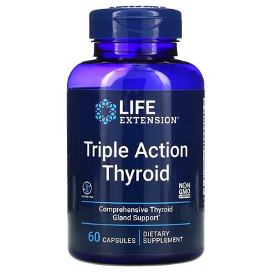 Препарат для щитовидної залози, Triple Action Thyroid, Life Extension, 60 вегетаріанських капсул