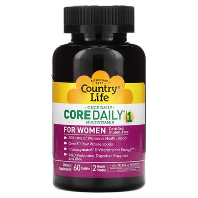 Мультивітаміни Core Daily-1, для жінок, Country Life, 60 таблеток