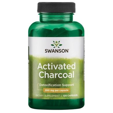Активоване вугілля, Activated Charcoal, Swanson, 260 мг, 120 капсул