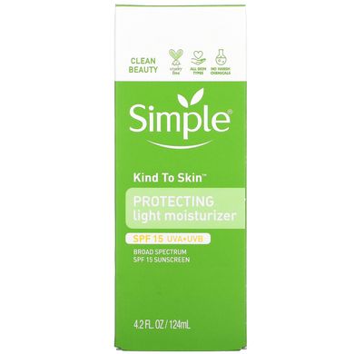 Simple Skincare, Добрый для кожи, защитный легкий увлажняющий крем, SPF 15, 4,2 жидких унции (124 мл) купить в Киеве и Украине