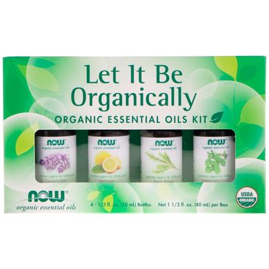 Ефірні олії органічні Now Foods (Essential Oils Kit Let It Be Organically) 4 шт. по 10 мл